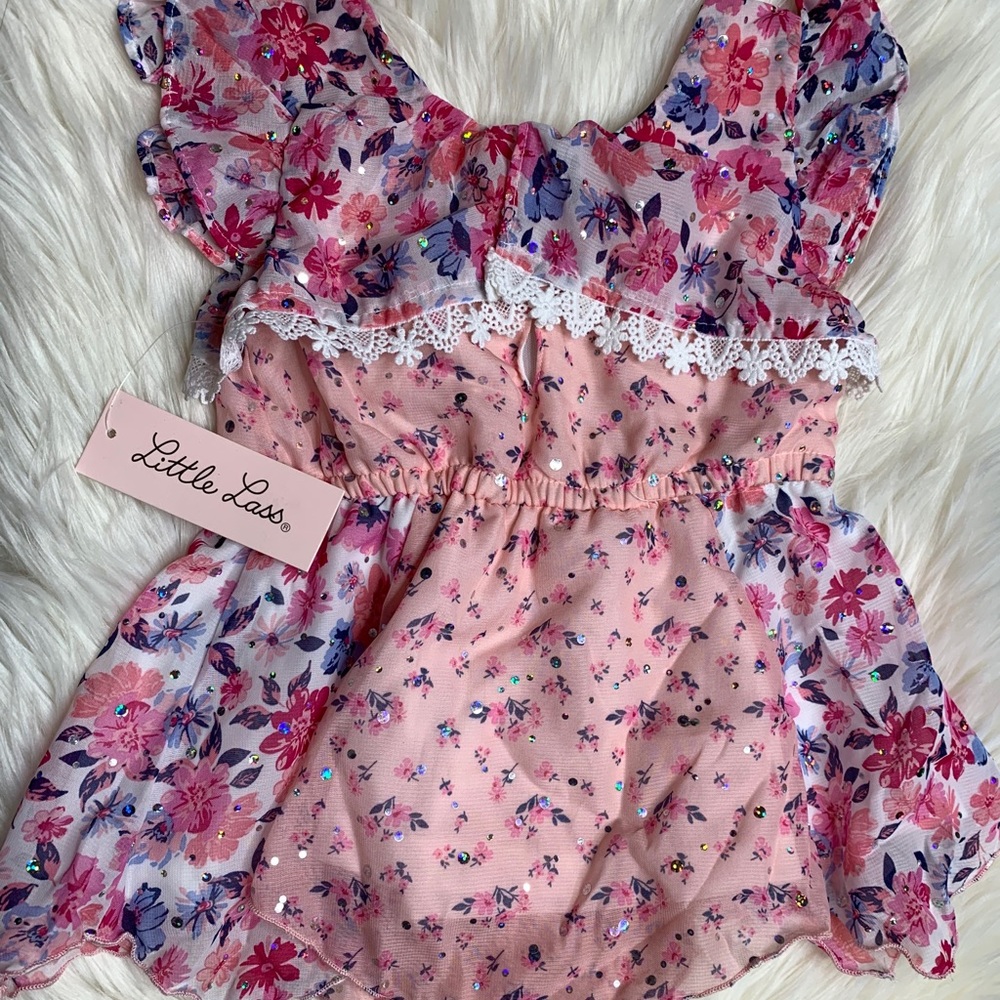 Little lass floral print with stones